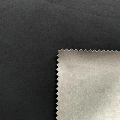 360t Full Dull Polyester Pongee Fabric with Bonded Low Transparent Milky Membrane and 30d Gauze for Garment