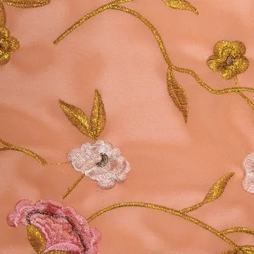 Polyester Embroidered Chiffon Fabric, Floral Pattern, 75 X 75D Yarn Count, for Fashion Dress
