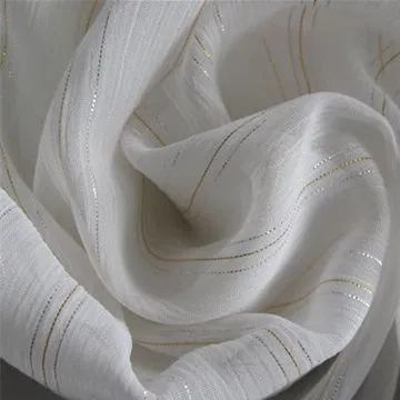Polyester Yoryu Fabric, Golden and Silver Yarn, Breathable, Good Drapability
